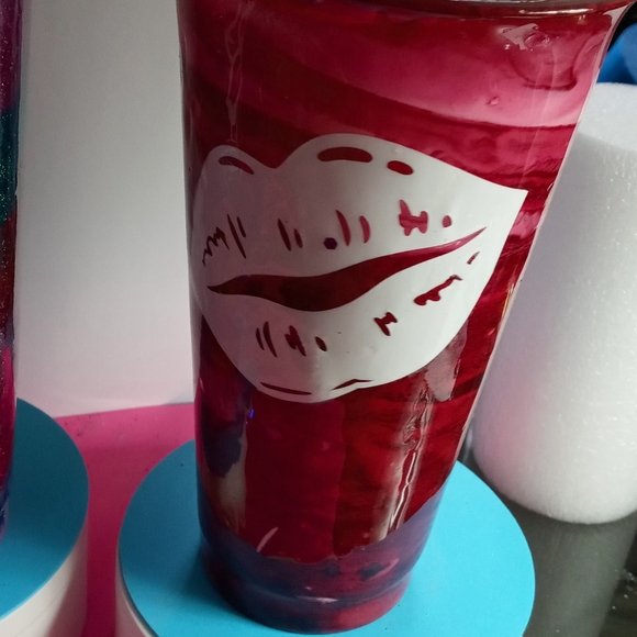 Custom handmade tumbler made by Carrie alcohol ink decal - Picture 2 of 3